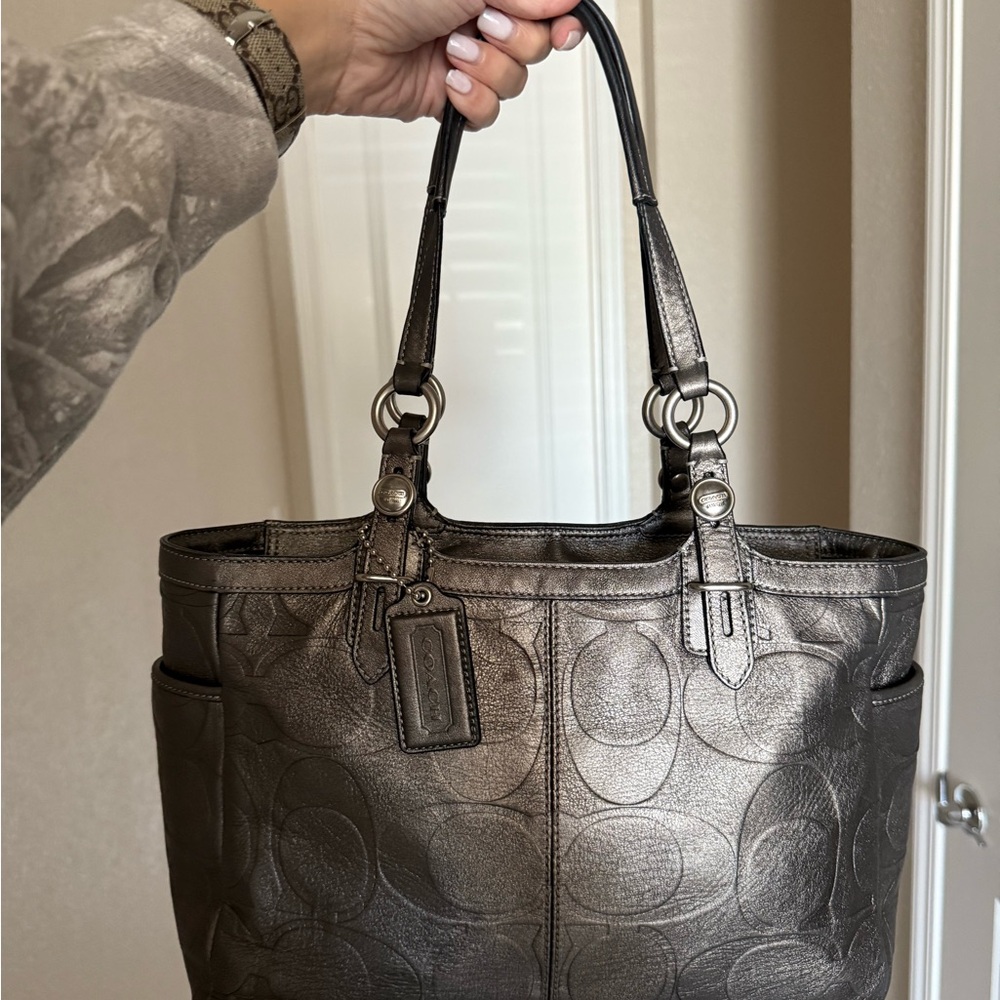 Coach Shimmering Silver Tote
